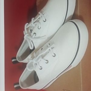 Sperry Womens 9 Top-Sider Crest Striper Casual White Canvas STS84828